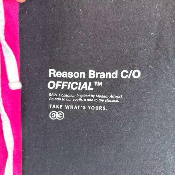 Reason Long Sleeve Neon Colorblock Hooded T Shirt Mens Size Medium Retro - Picture 5 of 13